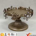 Flower Leaf Decor Gold Painted Cake Stand Antique Metal Plate